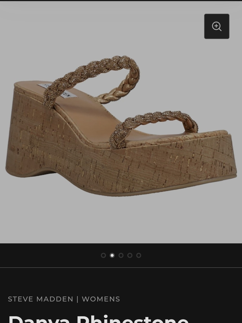 Steve Madden Danya Rhinestone Braided Cork Platform Sandal - SILVER